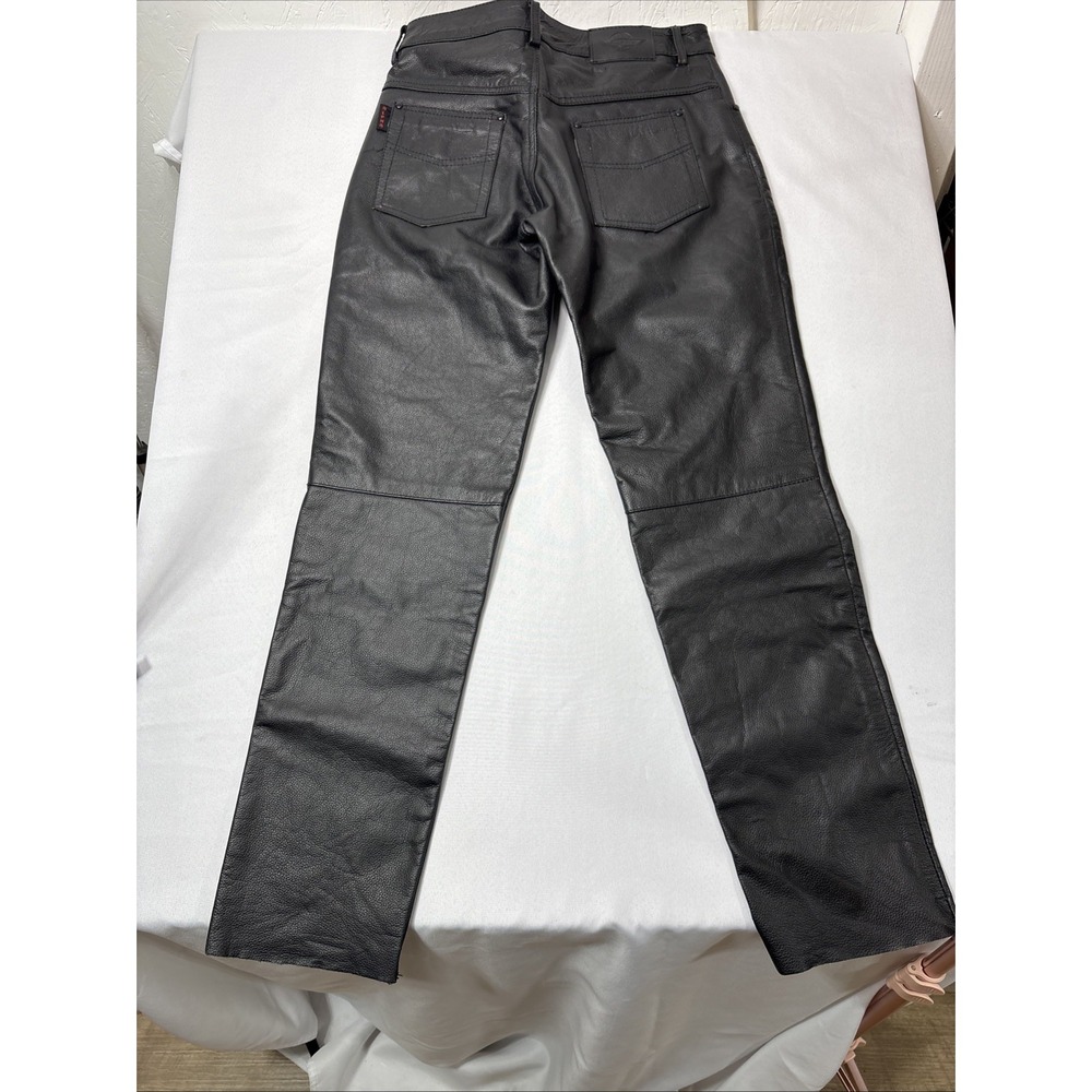 Alpha Cycle Gear Black Leather Motorcycle Pants, Size 32 - Picture 8 of 10